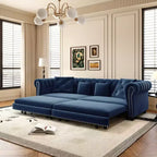 Canapé-lit gigogne 3-en-1 King Size Whisen Velvet et canapé convertible avec pouf mobile, design capitonné