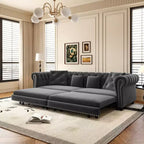 Canapé-lit gigogne 3-en-1 King Size Whisen Velvet et canapé convertible avec pouf mobile, design capitonné