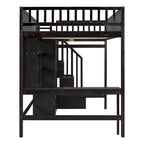 Lit mezzanine deux places en pin avec bureau et rangement