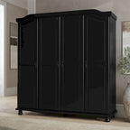 Armoire-penderie Kyle à 4 portes en bois massif 100 % Palace Imports, avec portes en bois massif ou miroir