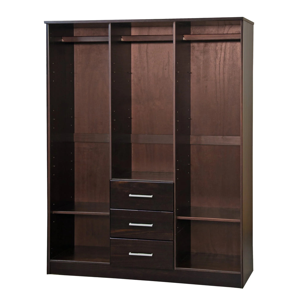 Armoire Palace Imports Cosmo à 3 portes en bois massif à 100 %, avec portes en bois massif ou miroirs