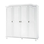 Armoire-penderie Kyle à 4 portes en bois massif 100 % Palace Imports, avec portes en bois massif ou miroir