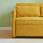 Canapé-lit convertible en tissu chenille jaune - 39,00 x 53,50 x 31,50
