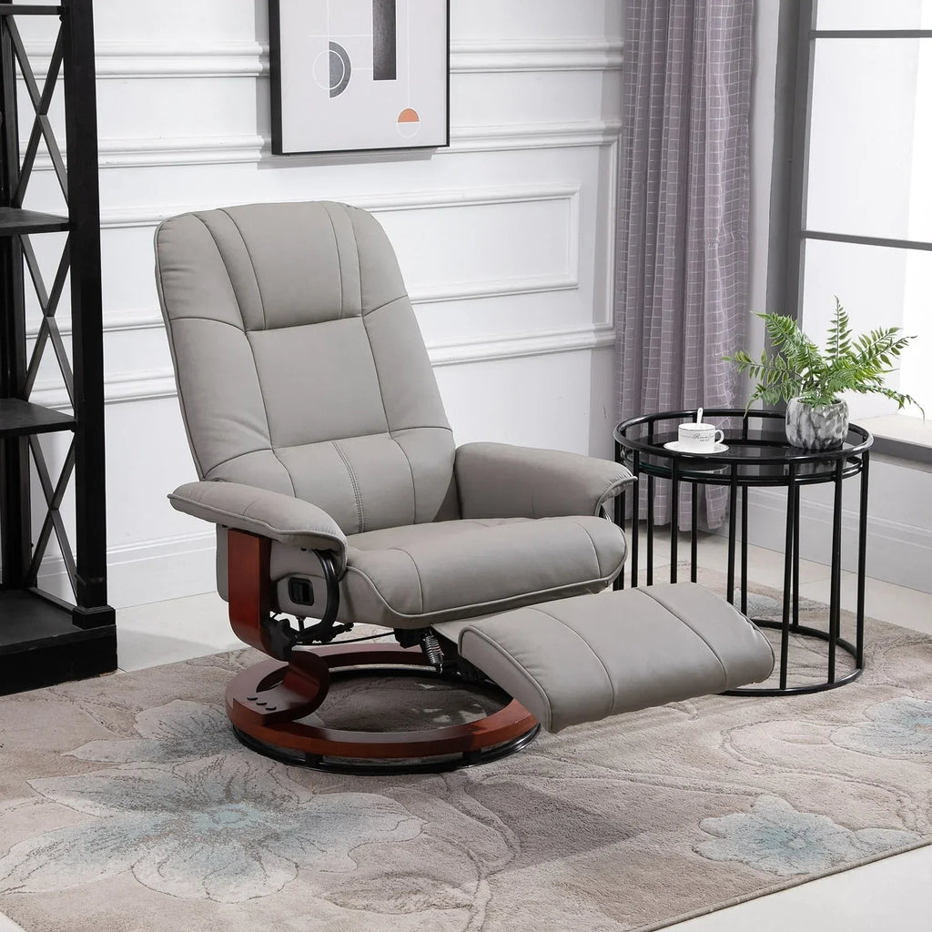 Fauteuil inclinable HomCom en similicuir avec base pivotante manuelle réglable et repose-pieds confortable et relaxant