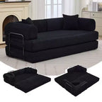 Canapé-lit convertible 4-en-1, matelas de sol pliant sans cadre en velours côtelé de 79 po avec oreiller, causeuse sans assemblage pour petit appartement